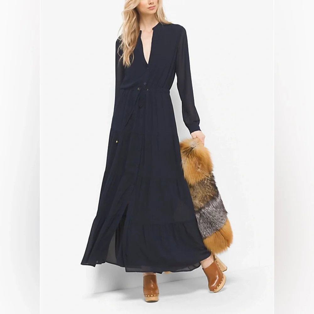 Michael Kors Midnight Blue Long Sleeve Dress y.